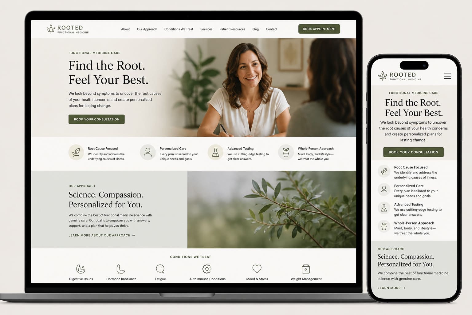 Web design and development for functional medicine clinics