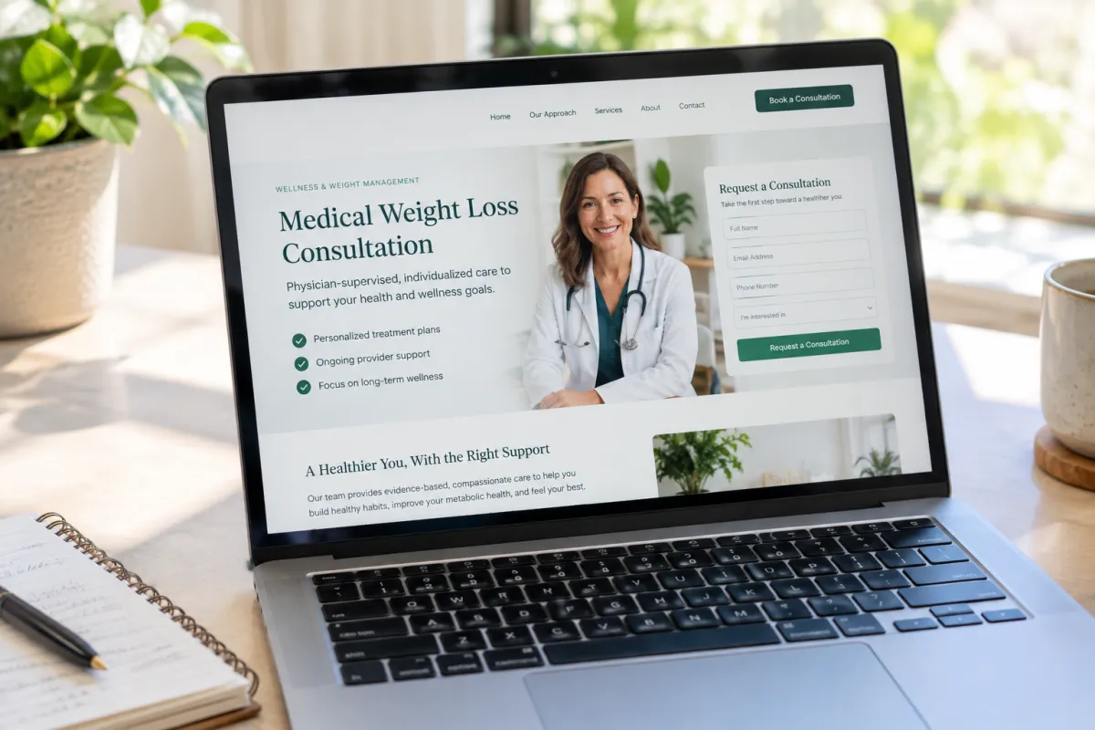 Compliant medical weight loss consultation landing page with a consultation request form