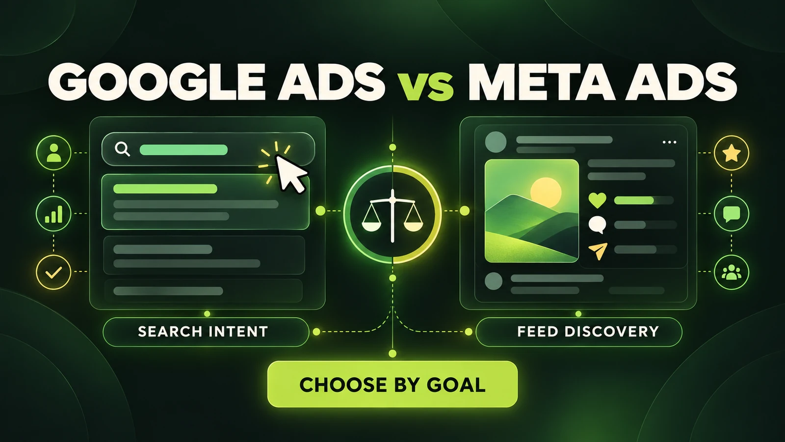 Google Ads versus Meta Ads comparison dashboard showing search intent and feed discovery