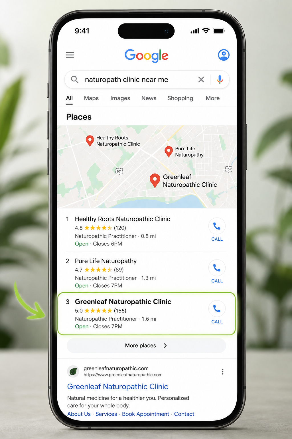 Naturopathic doctor Google Ads and search rankings