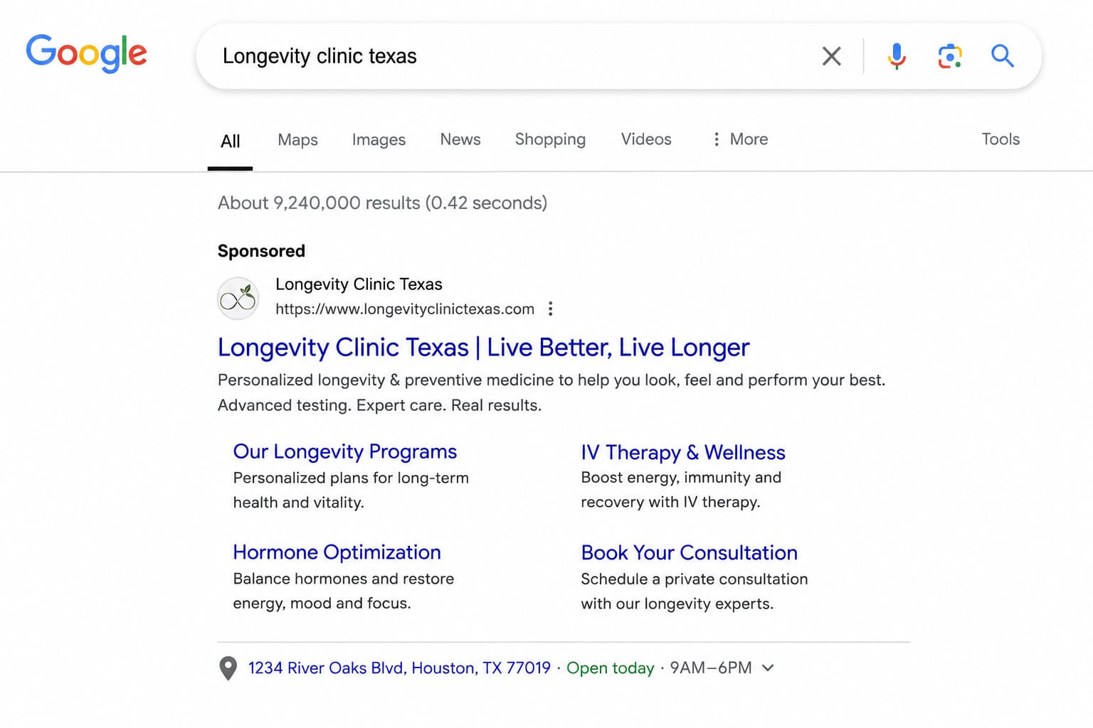 Google Ads for longevity clinics: campaign results and patient acquisition